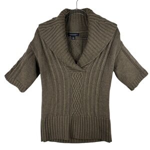 Banana Republic Merino Wool Cable‎ Knit Short Sleeve Sweater Top Small Fisherman